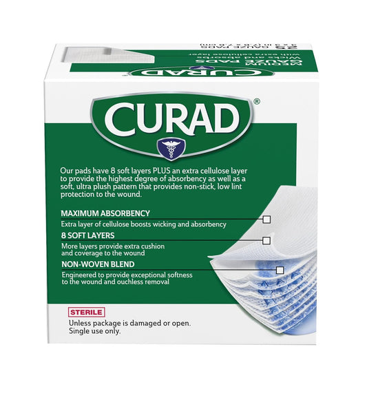 Curad Sterile Pro-Gauze Pads, Not Made From Natural Rubber Latex, 3" X 3", Pack Of 24