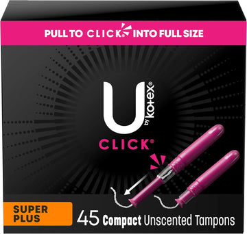 U By Kotex Click Compact Tampons, Super Plus Absorbency, Unscented, 45 Count