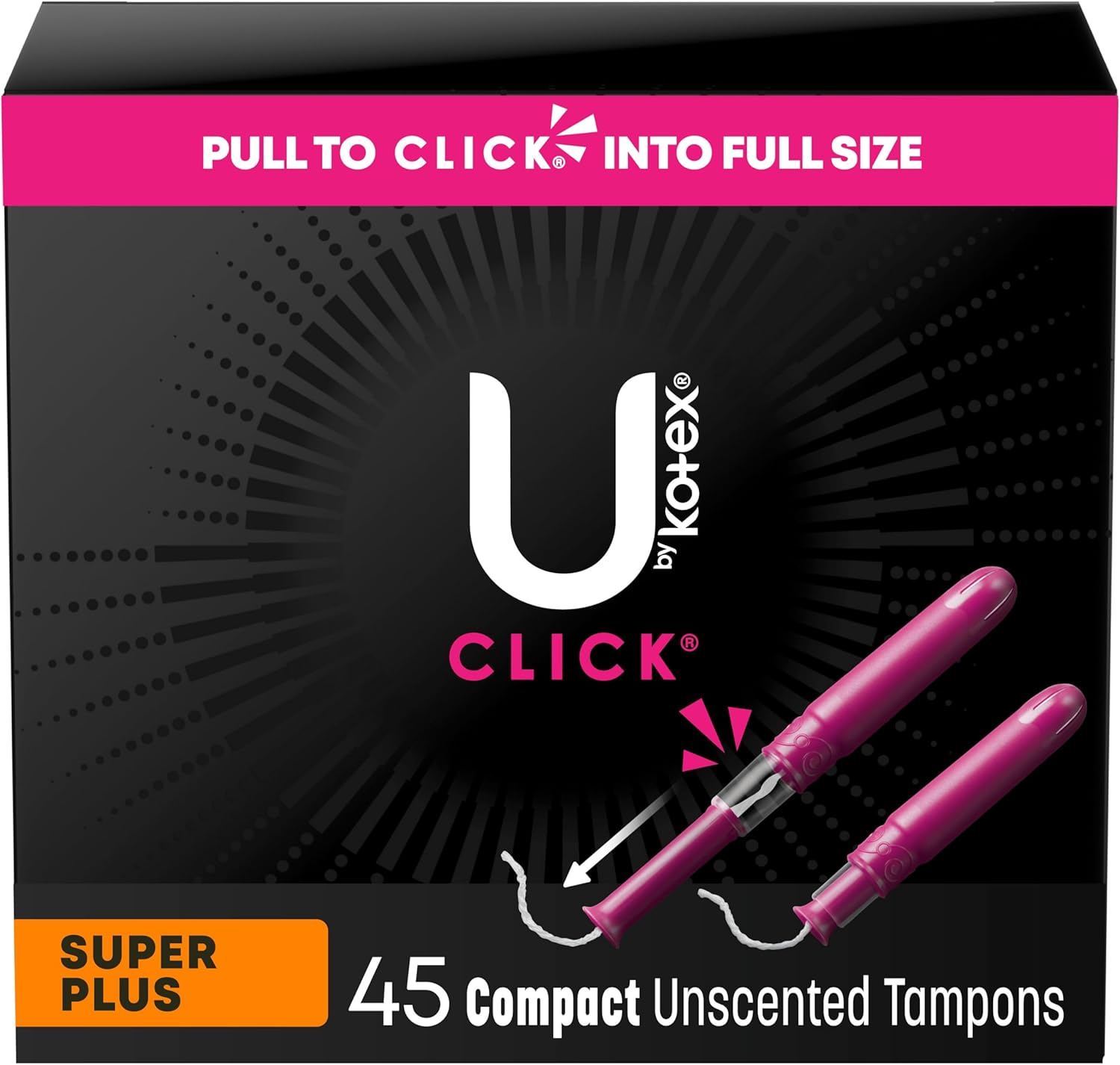 U By Kotex Tampons, Click Compact, Super Plus Absorbency, Unscented, 45 Count