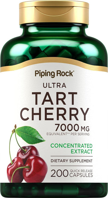 Piping Rock Tart Cherry Extract Capsules | 7000 Mg | 200 Pills | Ultra Strength | Non-Gmo, Gluten Free Supplement