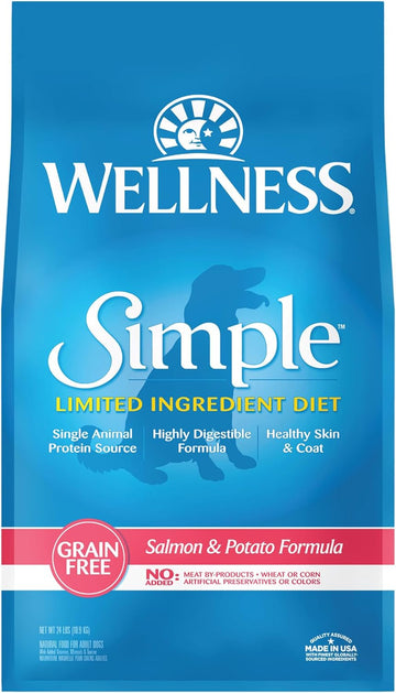 Wellness Natural Pet Food Wellness Simple Natural Grain Free Limited Ingredient Dry Dog Food, Salmon And Potato Recipe, 24-Pound Bag