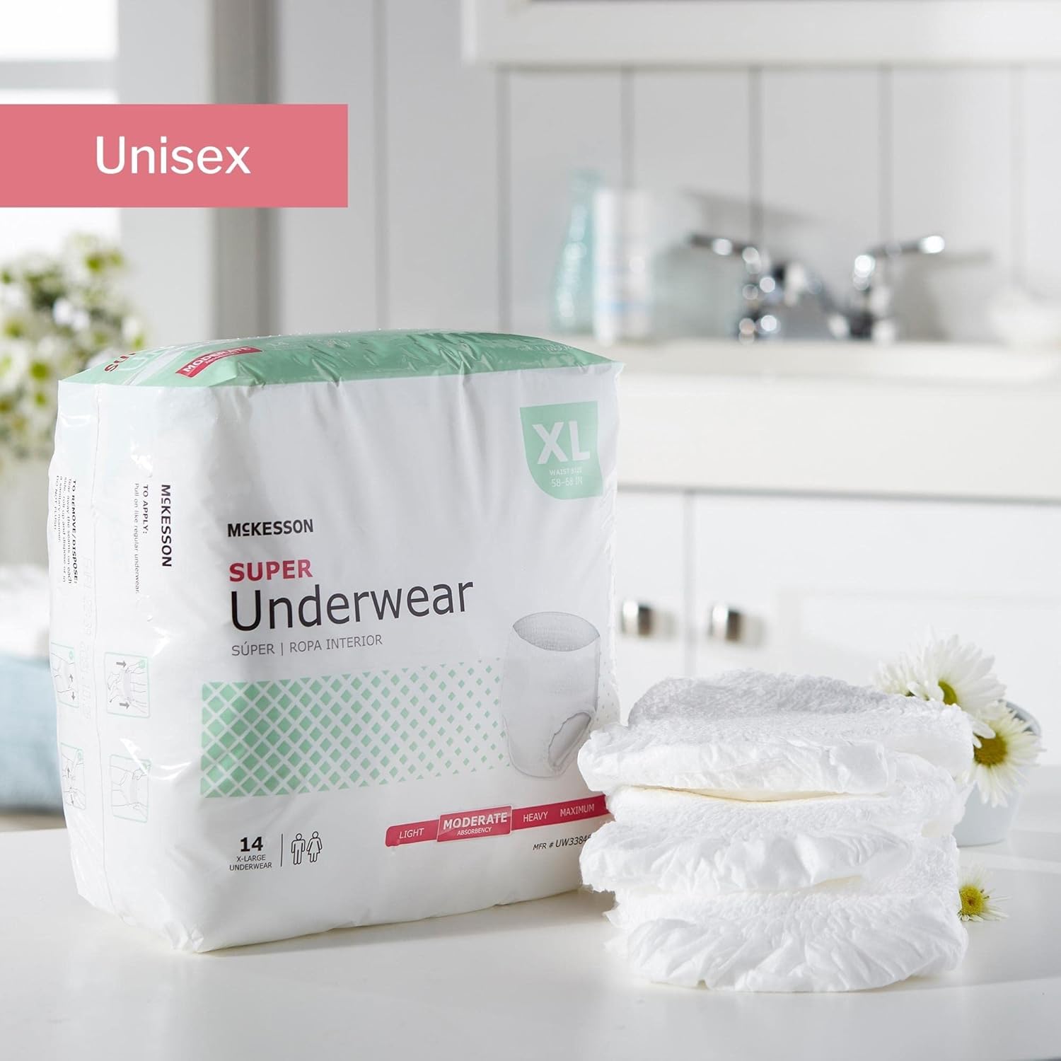 McKesson Super Underwear, Incontinence, Moderate Absorbency, XL, 14 Count : Health & Household