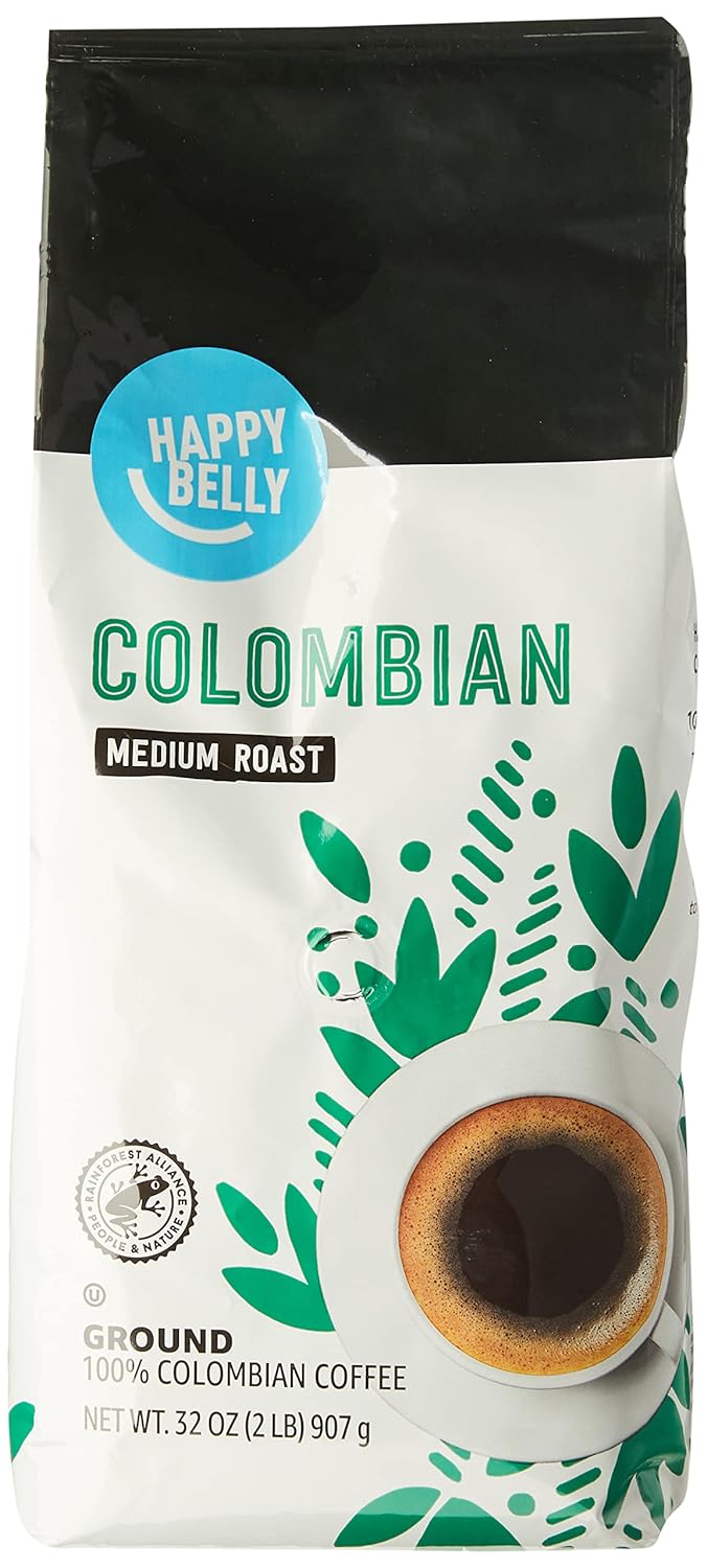 Happy Belly Colombian Ground Coffee, Medium Roast, 2 pound (Pack of 1)