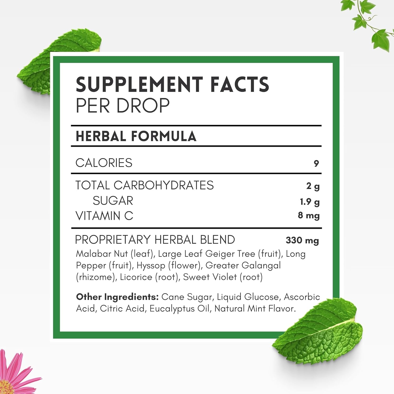 Herbion Naturals Cough Drops With Mint Flavor, Soothes Cough, For Adults And Children Over 6 Years, 18 Drops, No Artificial Flavor, No Added Color : Health & Household