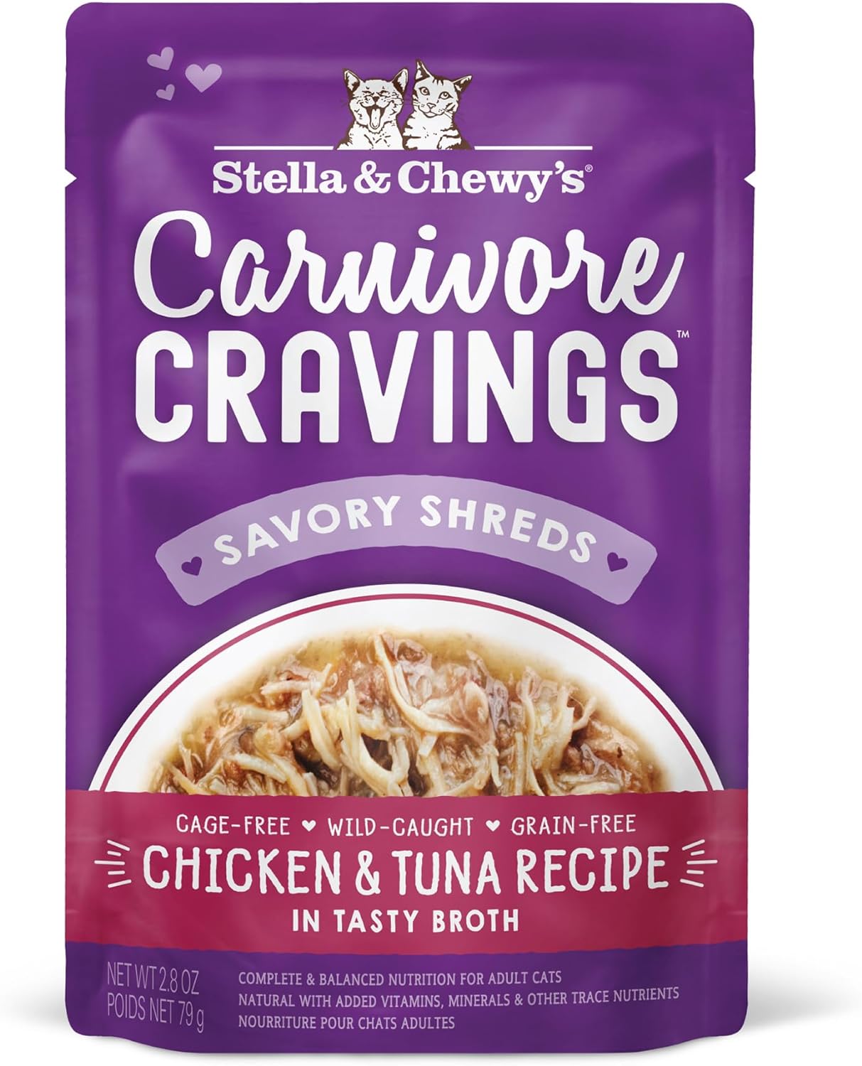 Stella & Chewy'S Carnivore Cravings Wet Cat Food Pouches – Grain Free, Protein Rich Meal, Topper Or Treat – Chicken & Tuna Recipe (2.8 Ounce Pouches, Case Of 24)