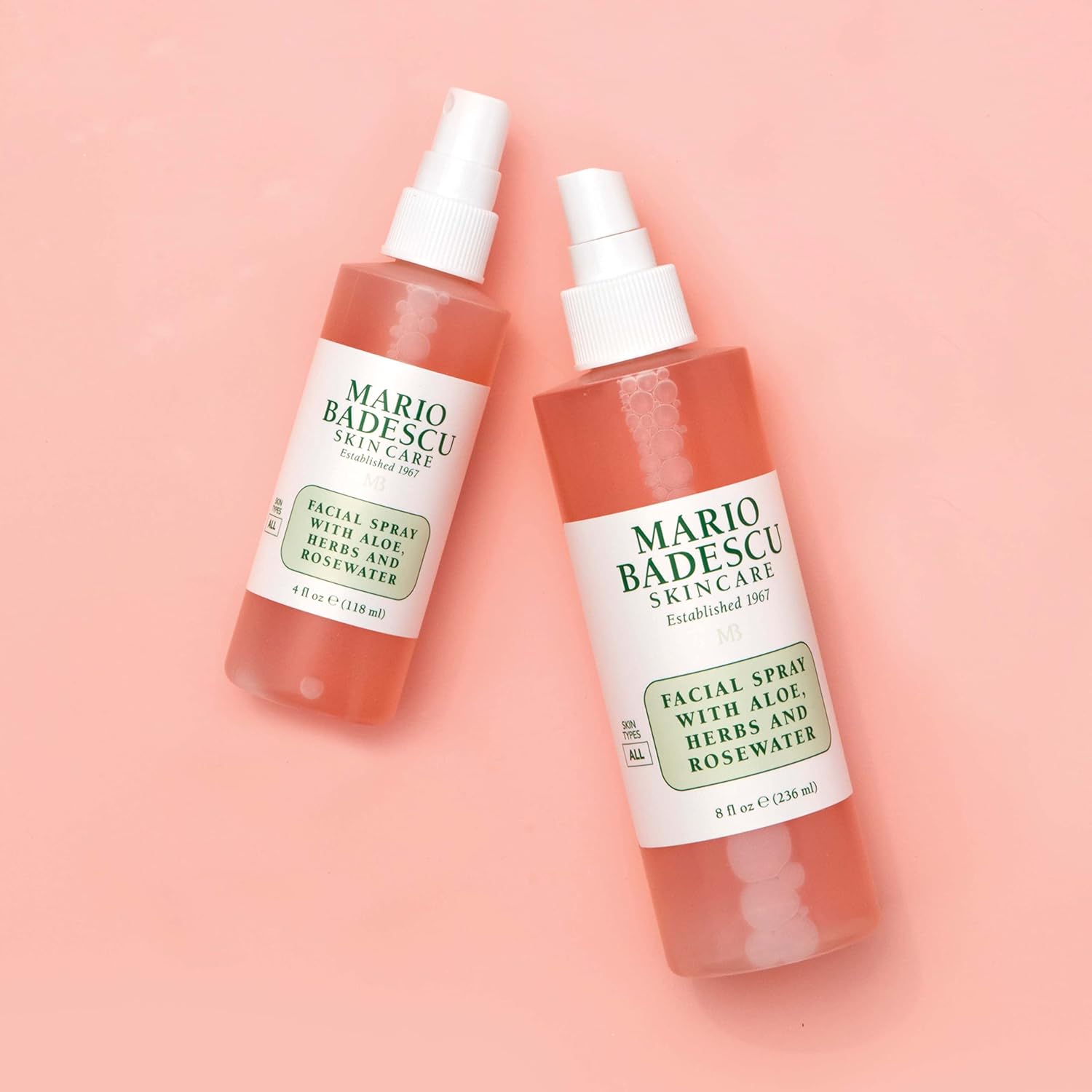 Mario Badescu Facial Spray with Aloe, Herbs and Rose Water for All Skin Types, Face Mist that Hydrates, Rejuvenates & Clarifies, 4 FL OZ(Pack of 2) : Beauty & Personal Care