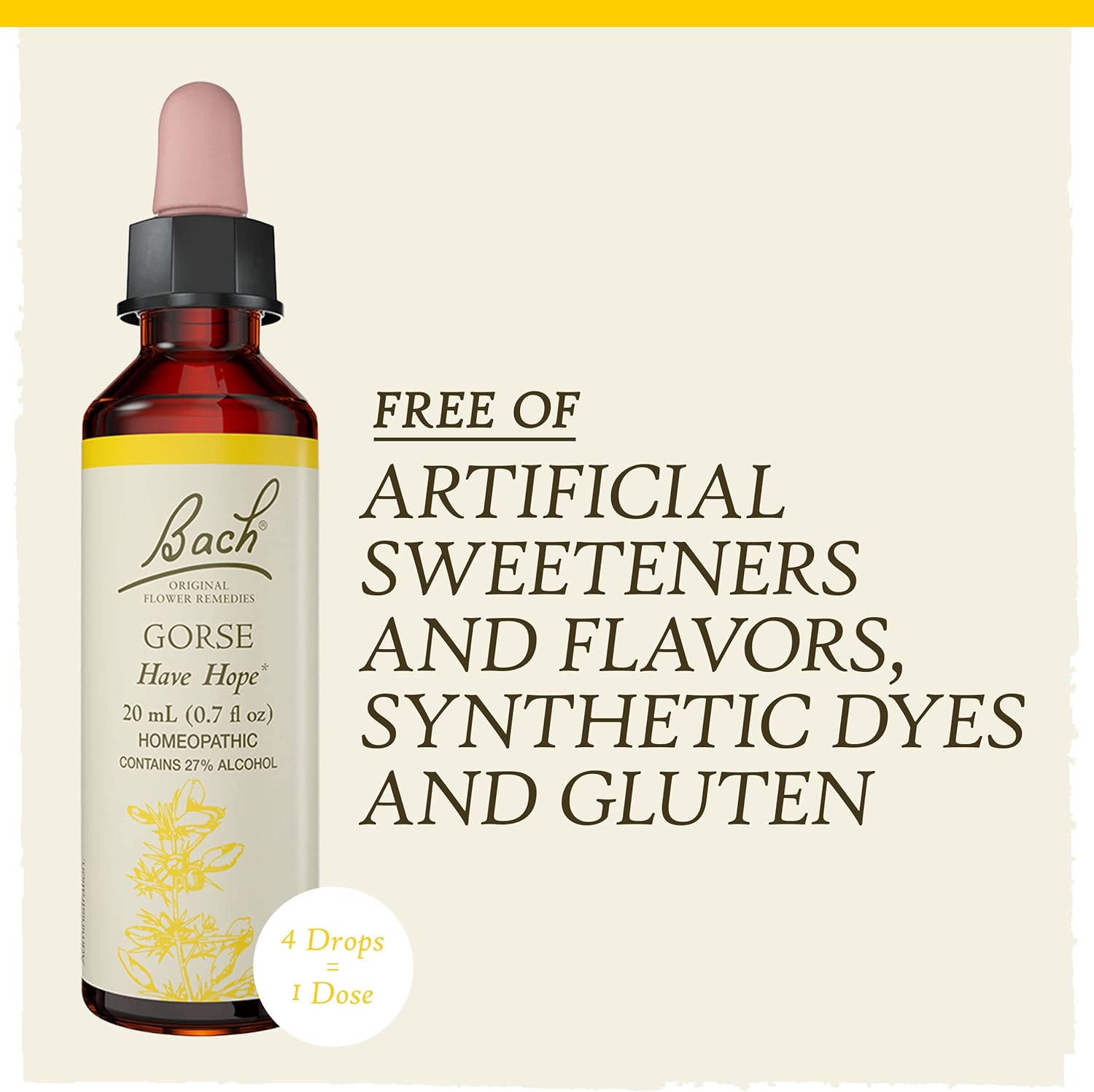 Bach Original Flower Remedies, Gorse for Hope, Natural Homeopathic Flower Essence, Holistic Wellness and Stress Relief, Vegan, 20mL Dropper : Health & Household