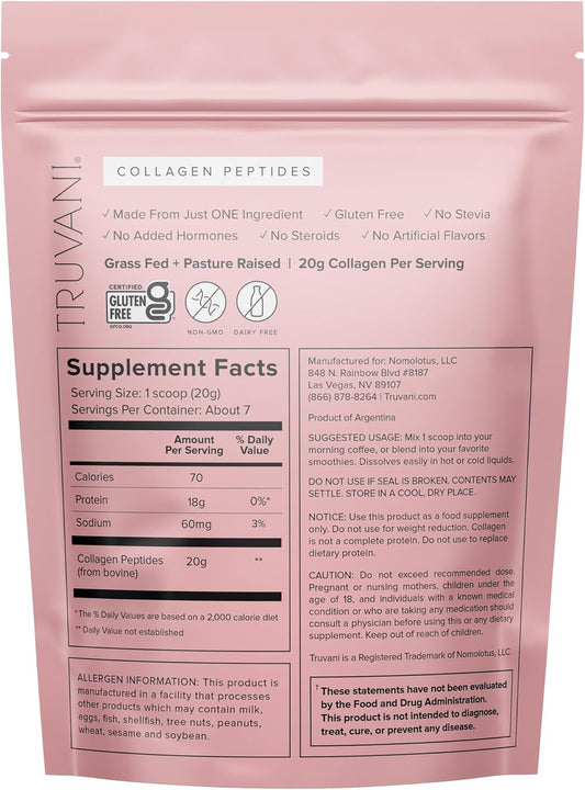 Truvani Hydrolyzed Collagen Peptides | Unflavored | 7 Servings | 20G Grass-Fed Collagen Protein Powder | Promotes Hair, Nail, Skin, And Joint Health | Keto | Dairy And Gluten Free | Women And Men