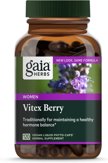 Gaia Herbs, Vitex Berry Vegan Liquid Phyto Capsules - Pms Support Supplement, Chaste Tree Berry, Hormone Balance For Women, 120-Count (Pack Of 1)