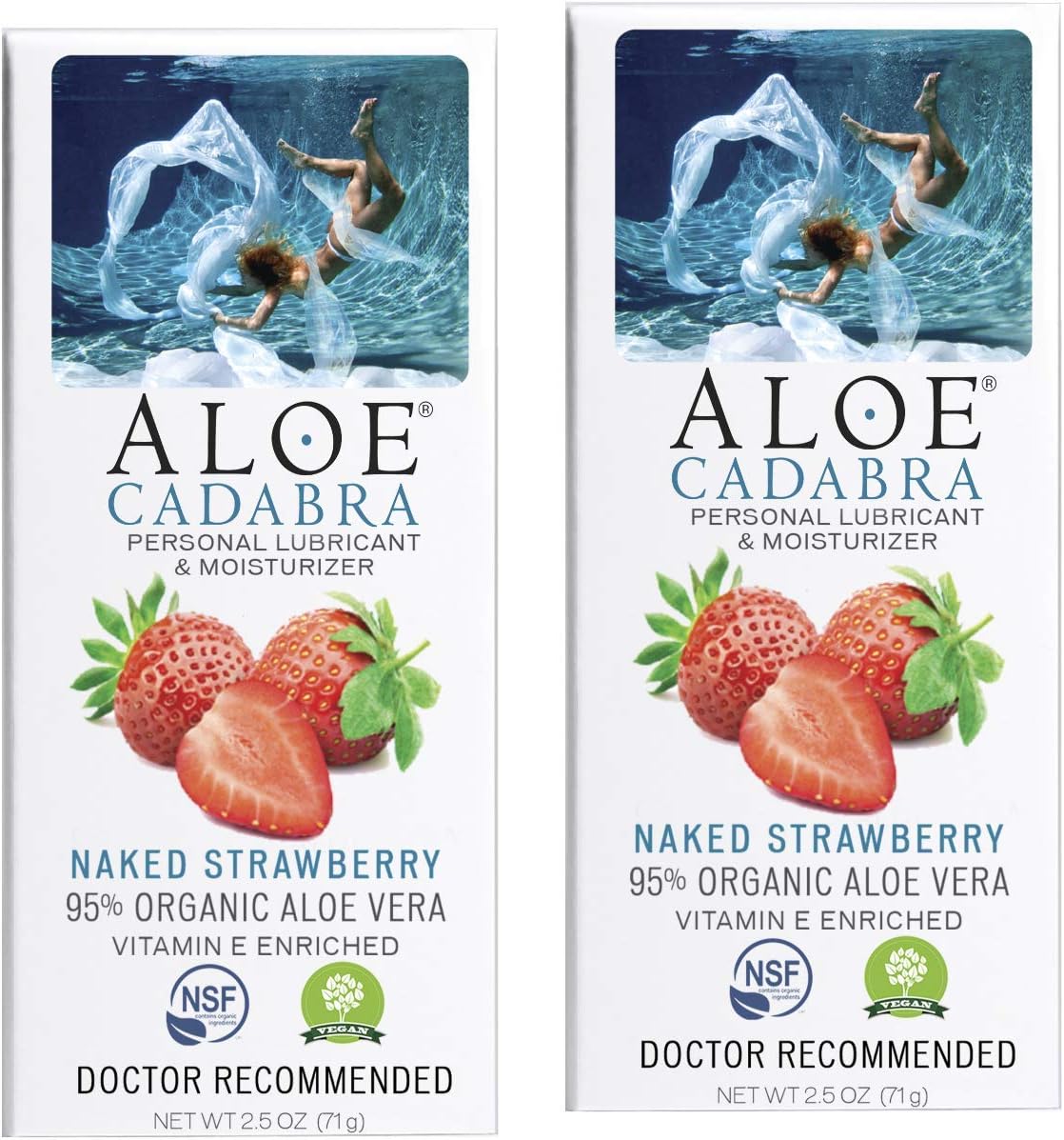 Aloe Cadabra Personal Lubricant, Naked Strawberry Flavored Organic Natural Lube, Women, Men & Couples, 2.5 Ounce (Pack of 2)