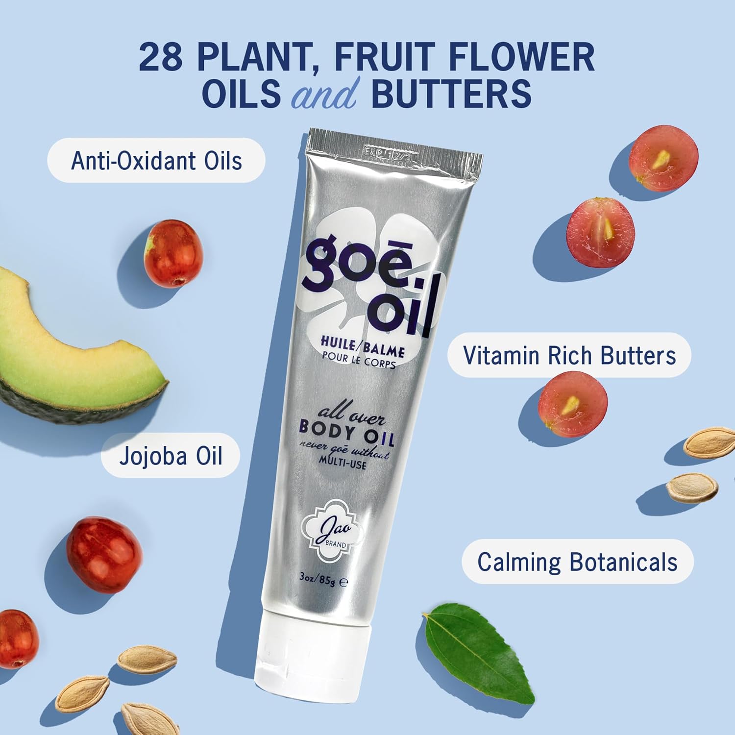 Jao Brand Goe Oil | All Over Hand, Face, & Body Oil | Intensive Moisturizer & Hydrator With Natural Oil Extracts | Plant-Based, Gluten-Free | No Parabens & Sulphates | 3 Oz : Beauty & Personal Care