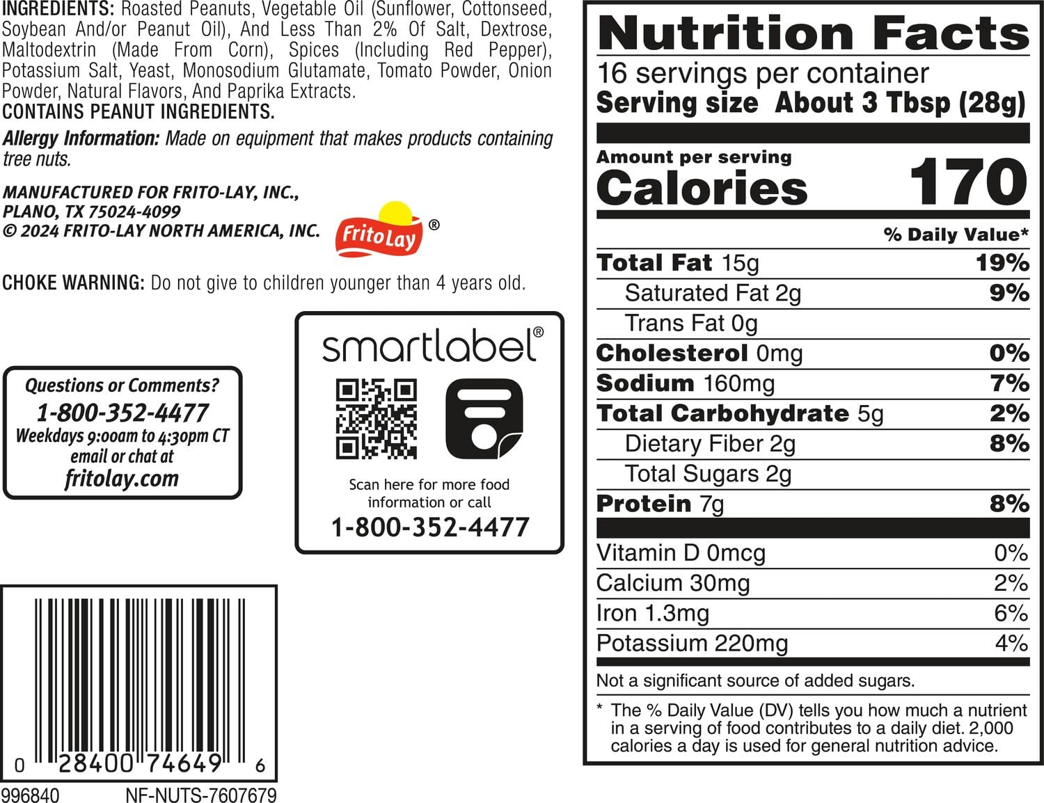Nut Harvest, Flamin' Hot Peanuts, 16 Oz Canisters, (4 Pack)