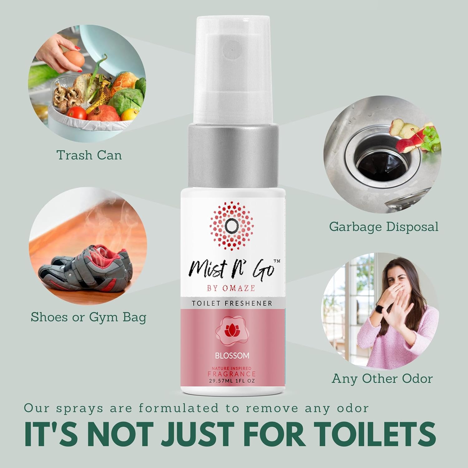 Mist N' Go by OMAZE Blossom Scent Toilet Spray For Poop - Bathroom Spray Odor Eliminator Use Before You Sit On Toilet - Bathroom Poop Spray Tor Toilet Use For travelling - Pocket Size (1oz x5) : Home & Kitchen