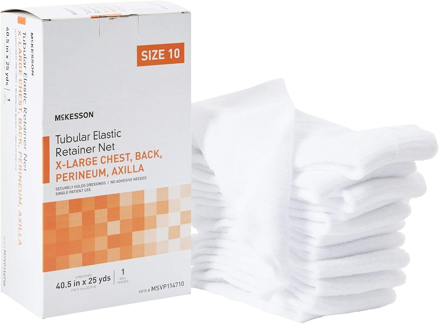 Mckesson Tubular Elastic Retainer Net Dressing, Non-Sterile, Chest, Back, Perineum, Axilla, Size 10, 40 1/2 In X 25 Yd, 1 Count, 1 Pack