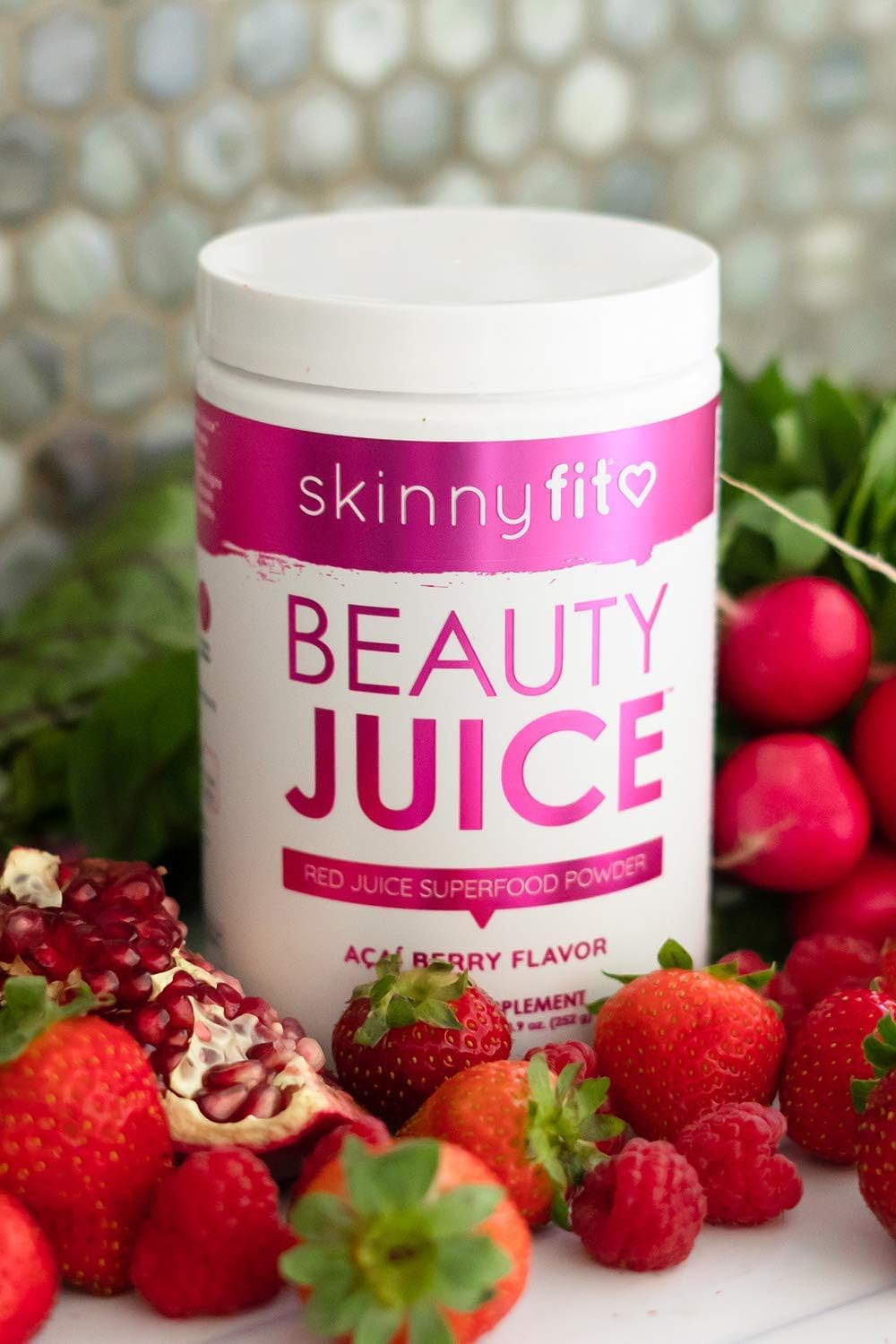SkinnyFit Beauty Juice, Red Superfood Powder, Acai Berry Flavor - Anti-Aging, Aids in Digestion, Helps Boost Mood & Immunity, Prebiotics & Probiotics, 30 Servings : Health & Household