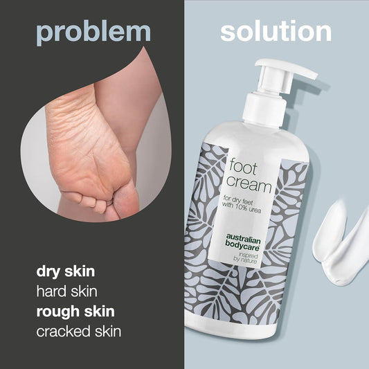 Foot Cream From Australian Bodycare 500Ml | Hard Skin Remover For Women & Men | Treatment Against Hard, Very Dry & Cracked Feet With 10% Urea | Foot Care Against Sweaty Feet With Tea Tree Oil