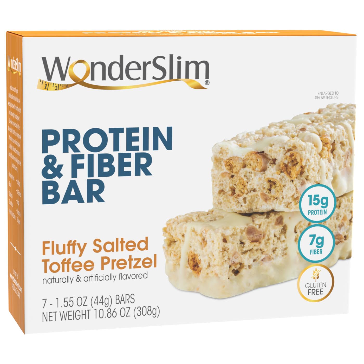 Wonderslim Protein & Fiber Bar, Salted Toffee Pretzel, 15G Protein, 7G Fiber, Gluten Free (7Ct)