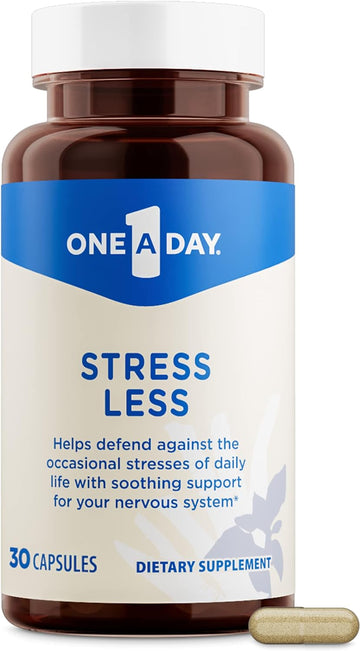 One-A-Day Stress Supplement – Occasional Stress Relief Supplement, Formulated with Ashwagandha for Nervous System Support, Also Includes Passionflower and Valerian Extracts, 30 Capsules