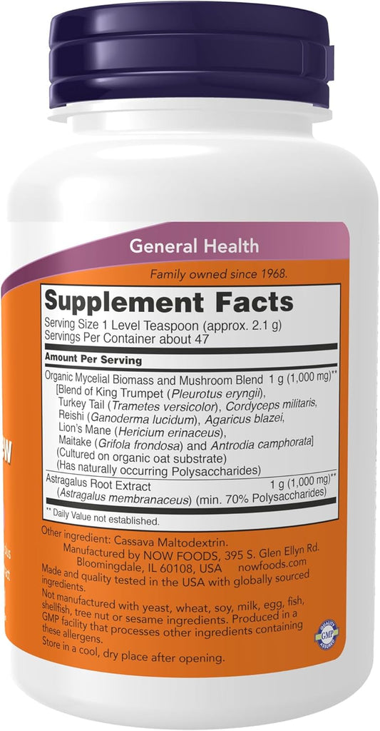 Now Foods Supplements, Mushroom Immune Renew With Astragalus Root Extract, Immune System Support*, 3.5-Ounce