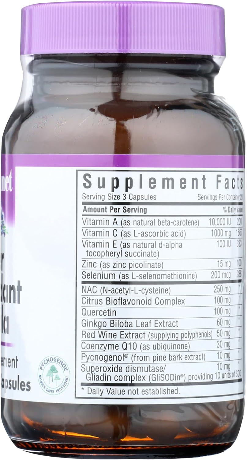 Bluebonnet Super Antioxidant Formula Vegetarian Capsules, 60 Count, White : Health & Household
