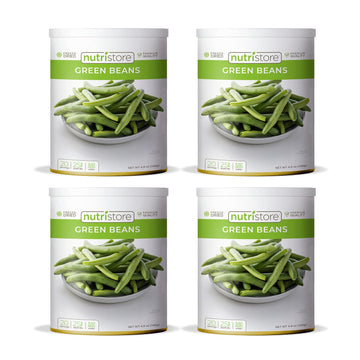Nutristore Freeze Dried Green Beans 4-Pack | Perfect Healthy Snack | Emergency Survival Bulk Food Storage | Amazing Taste & Quality | 25 Year Shelf Life (4-Pack)