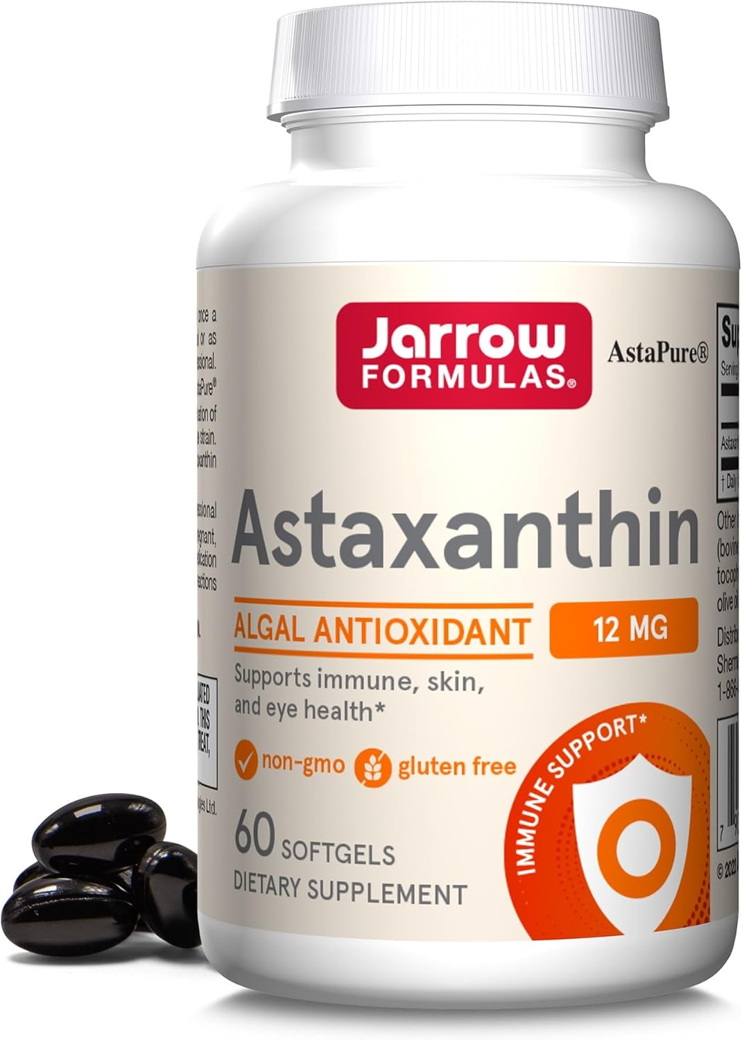 Jarrow Formulas Astaxanthin 12 Mg, Dietary Supplement, Antioxidant Support For Immune And Eye Health, 60 Softgels, 60 Day Supply