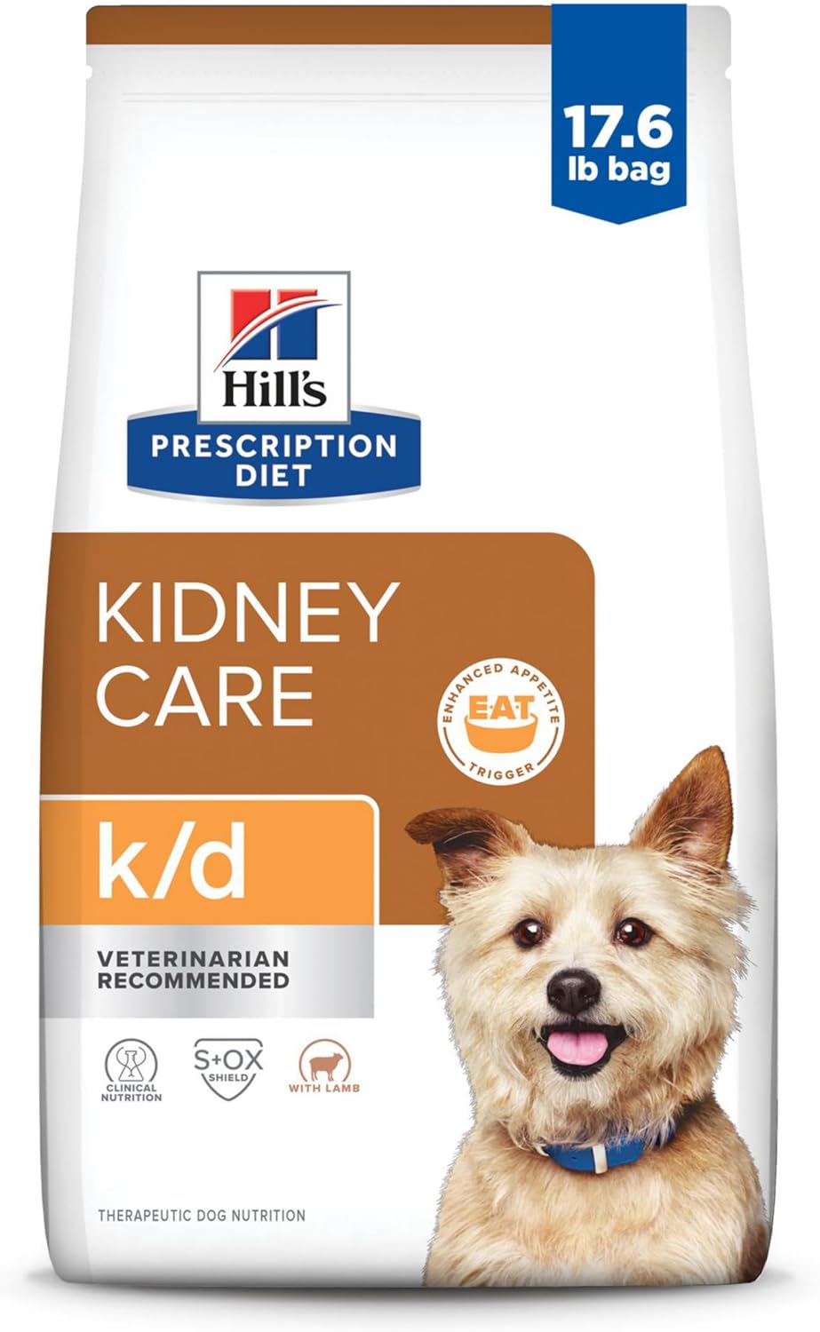 Hill's Prescription Diet k/d Kidney Care with Lamb Dry Dog Food, Veterinary Diet, 17.6 lb. Bag