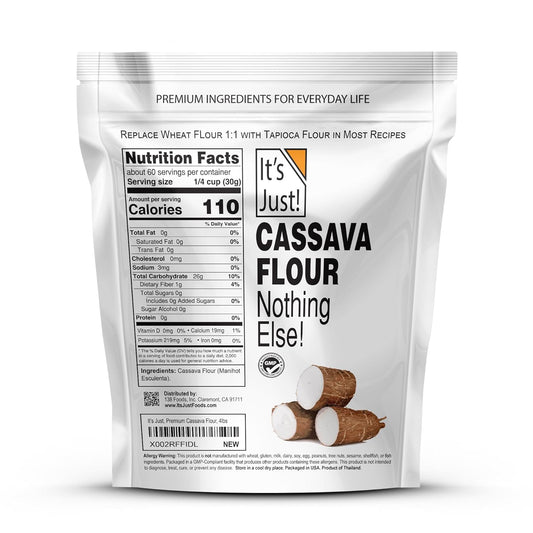 It'S Just - Cassava Flour, 4Lb, Made From Real Yucca Root, Non-Gmo, Gluten Free Baking, Tapioca Substitute