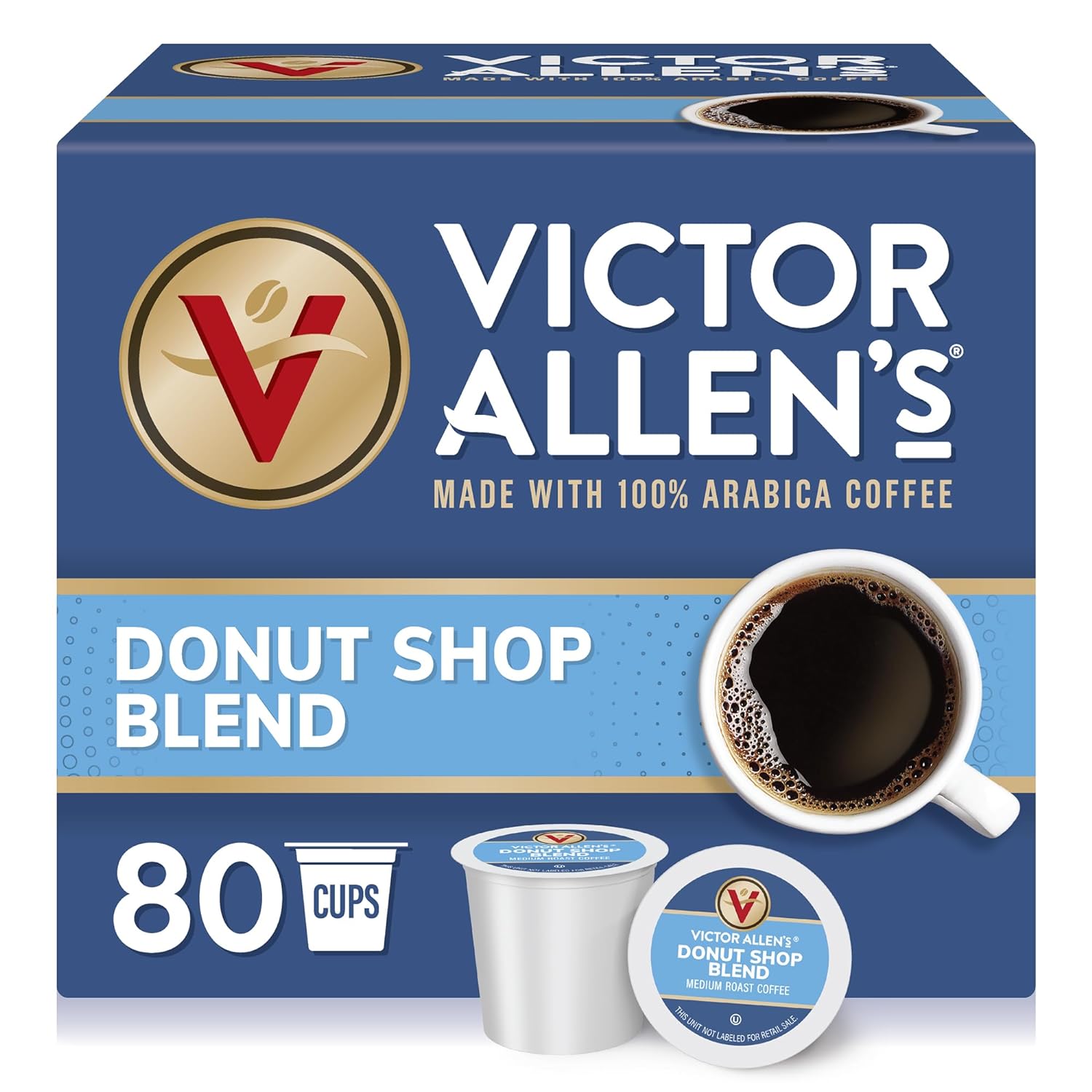 Victor Allen'S Coffee Donut Shop Blend, Medium Roast, 80 Count, Single Serve Coffee Pods For Keurig K-Cup Brewers