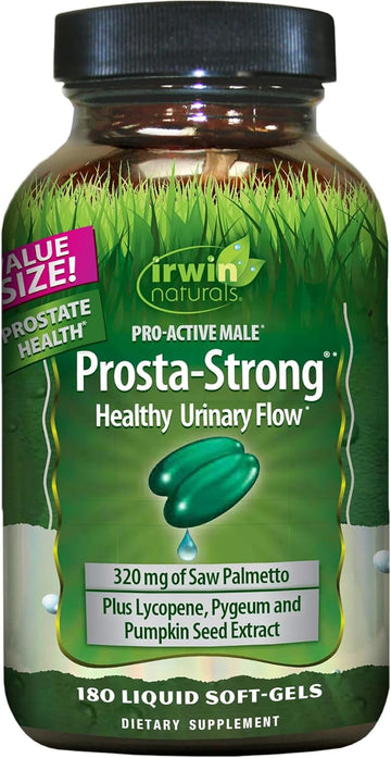 Irwin Naturals Prosta-Strong - Prostate Health Support With Saw Palmetto, Lycopene, Pumpkin Seed & More - 180 Liquid Softgels