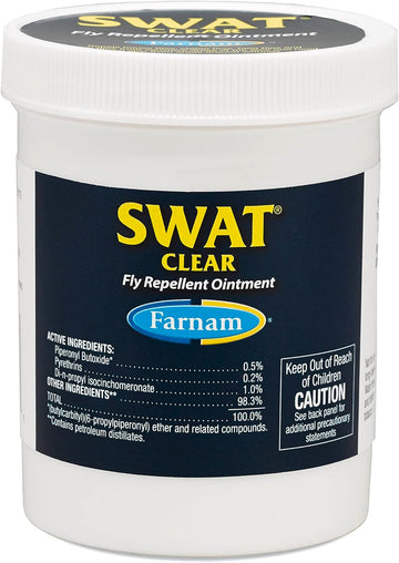 Farnam Swat Clear Fly Repellent Ointment For Horses, Repels House, Stable, Face & Horn Flies, Protects Wounds On Horses, Ponies & Dogs, 7 Oz