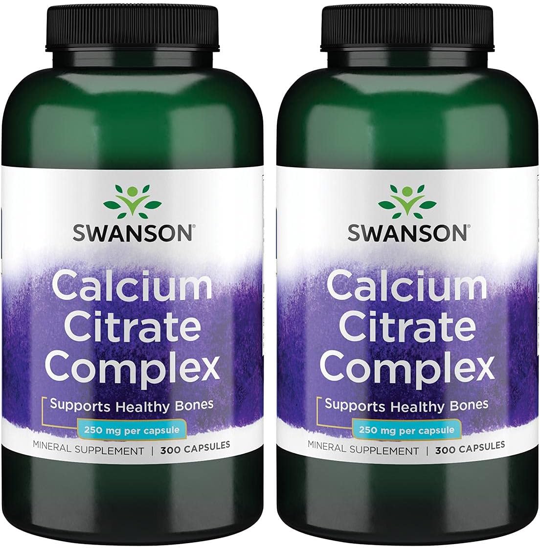 Swanson Calcium Citrate Complex Muscle Bone Health Support Mineral Supplement 300 Capsules (2 Pack)