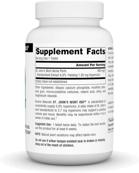 Source Naturals St. John's Wort 450 mg Supports a Positive Mental Outlook - 180 Tablets