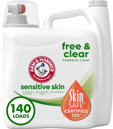 Arm & Hammer Sensitive Skin Free & Clear, 140 Loads Liquid Laundry Detergent, 140 Fl Oz
