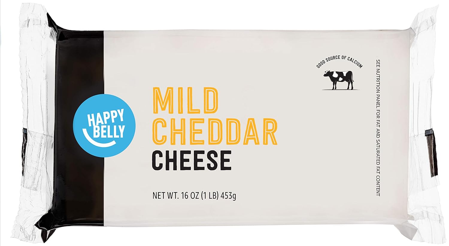 Amazon Brand - Happy Belly, Mild Cheddar Cheese Block Bar, 16 Ounce (Pack Of 1)