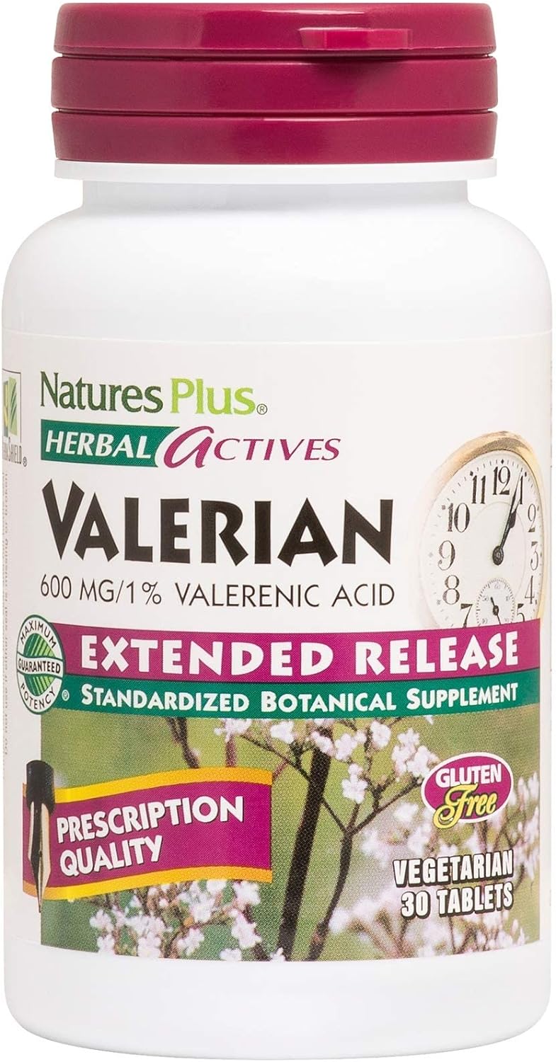 NaturesPlus Herbal Actives Valerian Extended Release Tablets - 600 mg, 30 Vegan Tablets