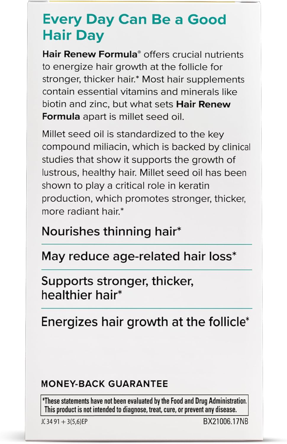 Terry Naturally Hair Renew Formula - 60 Softgels - Supports Healthy Hair Growth, Nourishes Thinning Hair, Contains Millet Seed Oil, Horsetail, Biotin & Folic Acid - Gluten-Free - 30 Servings : Health & Household