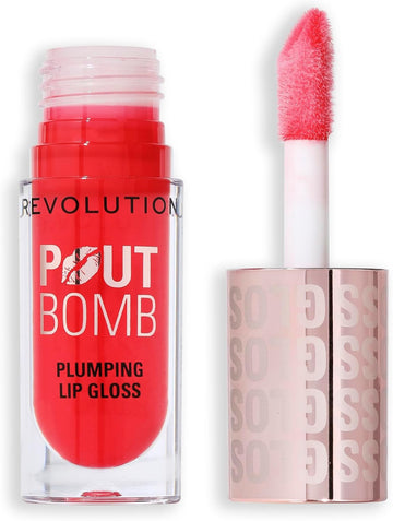 Revolution Beauty London Pout Bomb Plumping Gloss, High Shine, Rich Pigment, Soft Tingle Effect, Glaze Clear