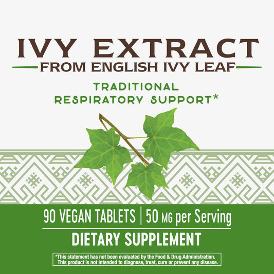 Nature's Way Ivy Extract from English Ivy Leaf, Traditional Respiratory Support*, 50mg Per Serving, 90 Tablets