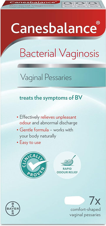 CanesBalance Vaginal Pessaries | Bacterial Vaginosis Symptom Treatment | Starts To Work Immediately To Relieve Unpleasant Intimate Odour Associated With BV | Clinically Proven - Pack Of 7