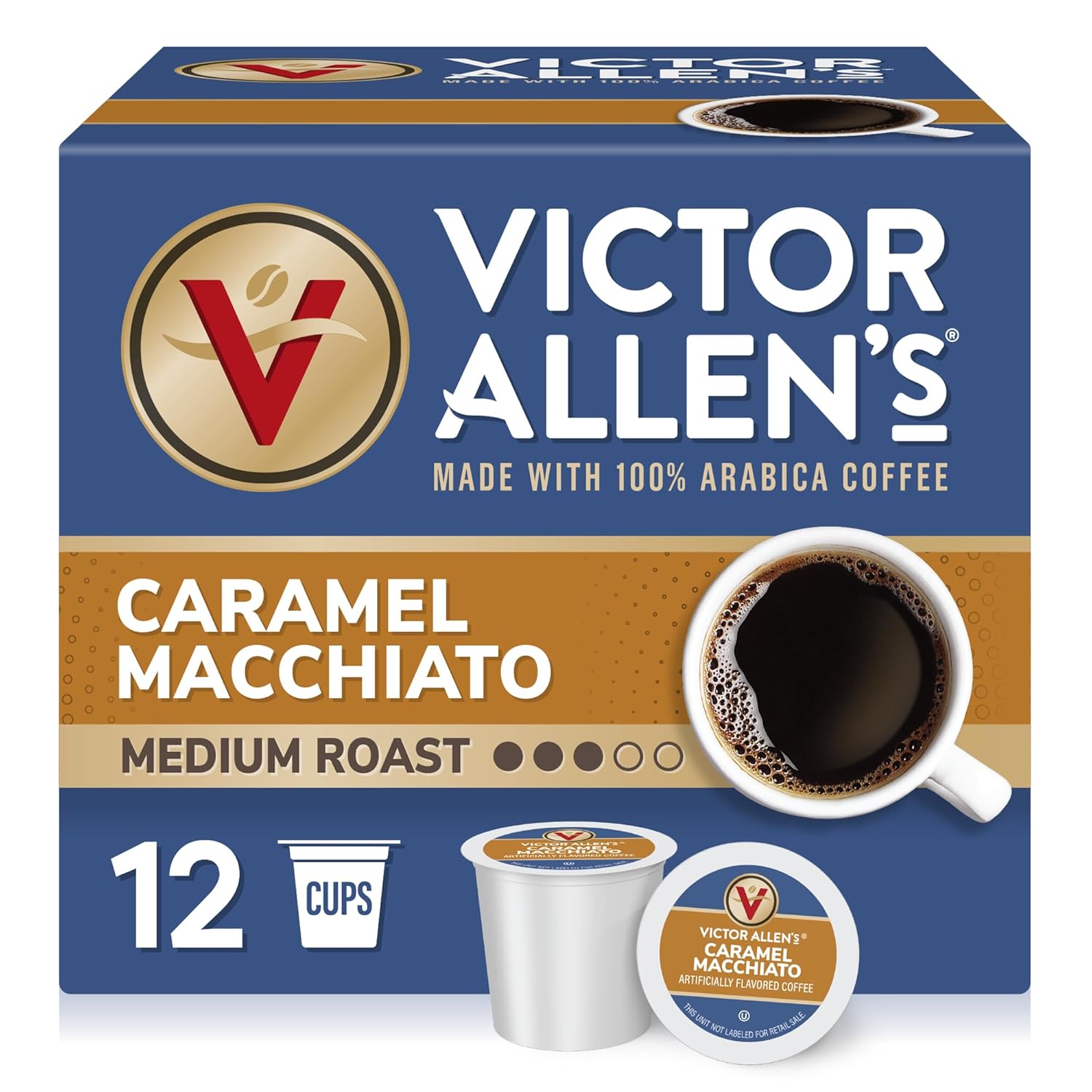 Victor Allen'S Coffee Caramel Macchiato Flavored, Medium Roast, 12 Count, Single Serve Coffee Pods For Keurig K-Cup Brewers