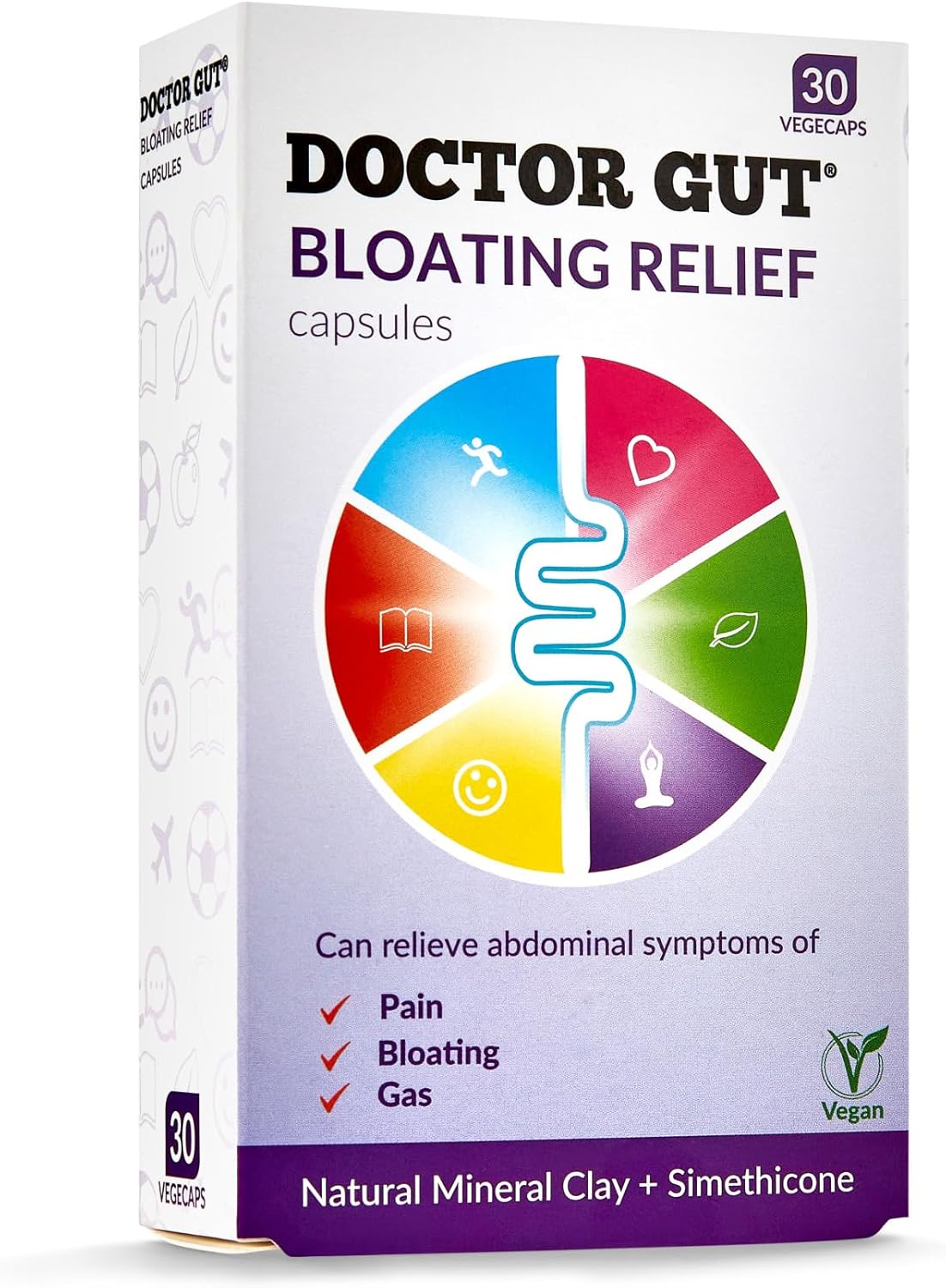 Doctor Gut Bloating Relief Capsules, 30 Caps - Stomach Pain Relief, Bloating Relief, Trapped Wind & Gas Relief - Drug-Free, Natural Clay, Expels Harmful Causes Of Gas & Flatulence