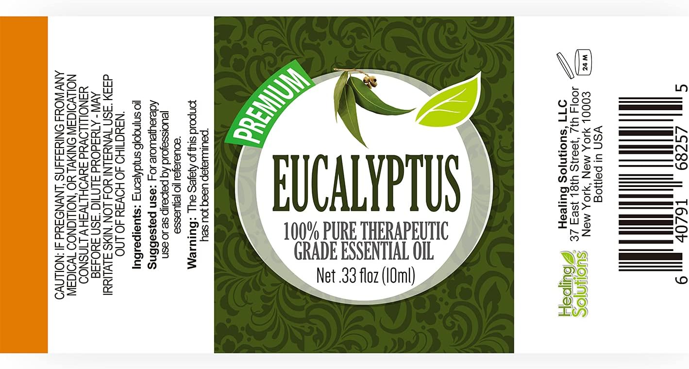 Healing Solutions 10ml Oils - Eucalyptus Essential Oil - 0.33 Fluid Ounces : Everything Else