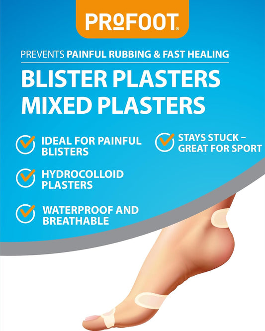 Profoot Blister Plasters - Mixed Plasters - Ideal For Painful Blisters - Prevents Painful Rubbing - Instant Pain Relief - 6 Plasters Per Pack