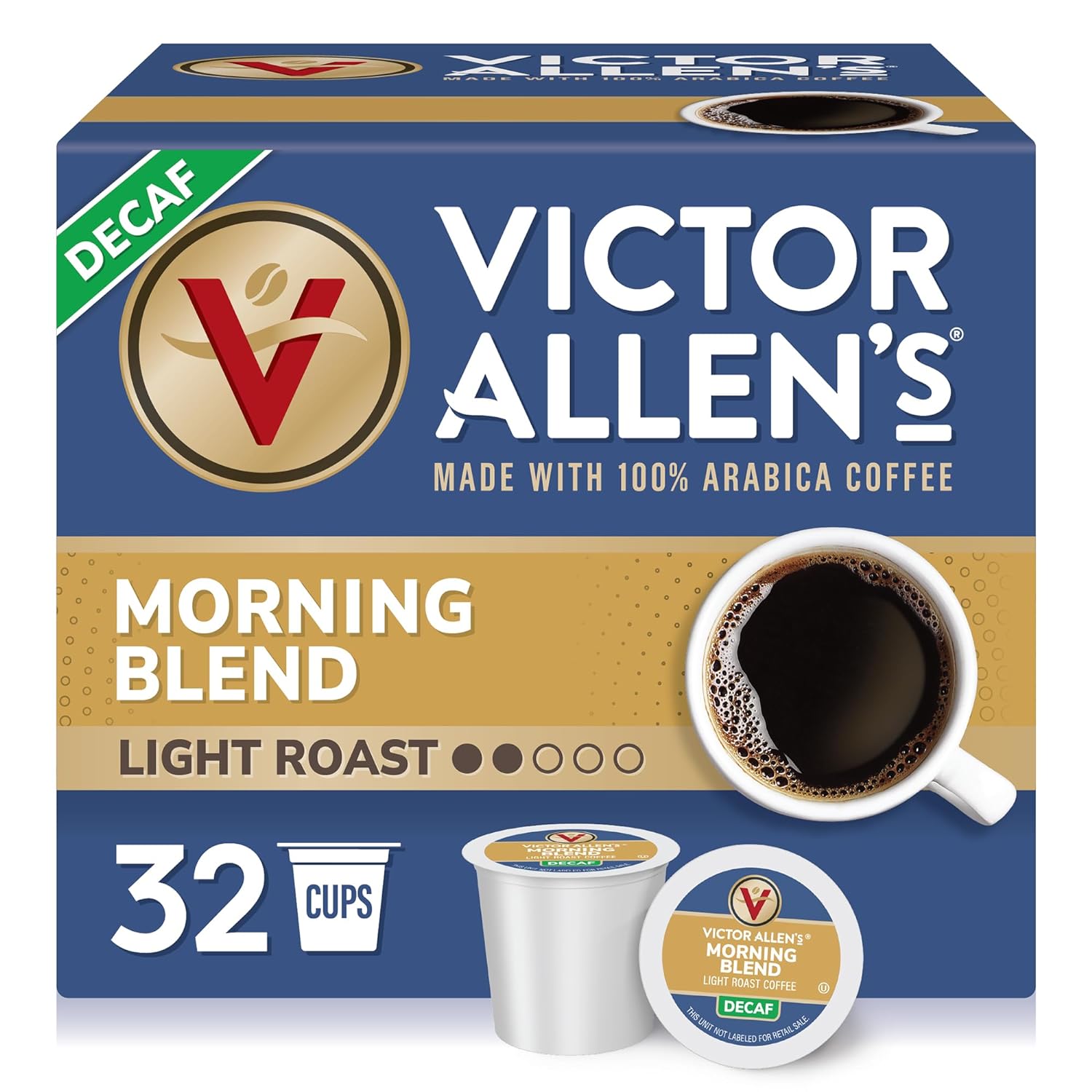 Victor Allen'S Coffee Decaf Morning Blend, Light Roast, 32 Count, Single Serve Coffee Pods For Keurig K-Cup Brewers