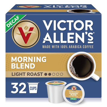 Victor Allen'S Coffee Decaf Morning Blend, Light Roast, 32 Count, Single Serve Coffee Pods For Keurig K-Cup Brewers