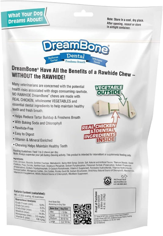 Dreambone Dental Dog Chew, Mini, 8 Pieces/Pack