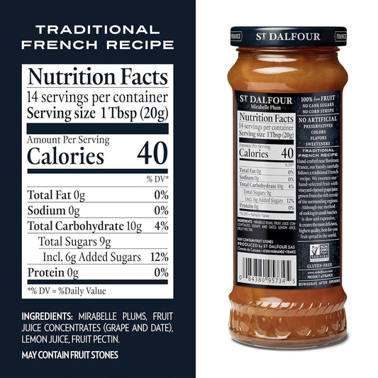 St. Dalfour Mirabelle Plum Fruit Spread - 10Oz - 100% From Fruit, No Artificial Ingredients, Non-Gmo, No Cane Sugars, All Natural, Made In France