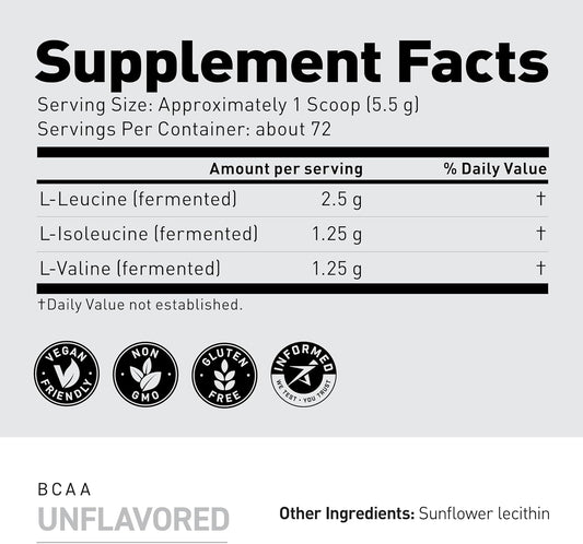 Bcaa Powder, Kaged Bcaas Amino Acids, Fermented, Plant Based & Vegan Friendly Branched Chain Amino Acid, 5G Bcaa Unflavored, Amino Acid Supplements For Men, 72 Servings