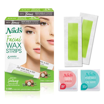 Nad'S Hypoallergenic Facial Wax Strips, 24 Strips (Pack Of 2)